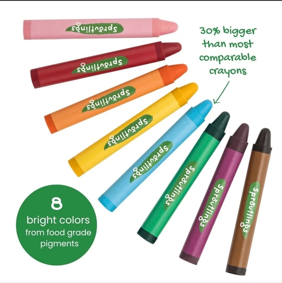Sproutlings Natural Soy & Beeswax Crayons 8 Piece Count Multicolor Vibrant NEW - Picture 4 of 11